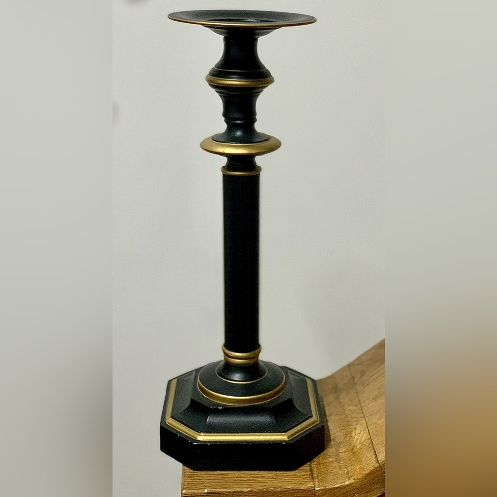 Vtg Felt Lined Base Metal Pillar Style Lamp Body Candle Stick Holder
